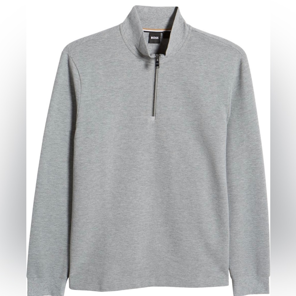 BOSS Sidney Ottoman Knit Quarter Zip Sweatshirt